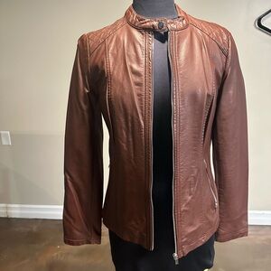 a.n.a Rich Brown Leather Jacket
